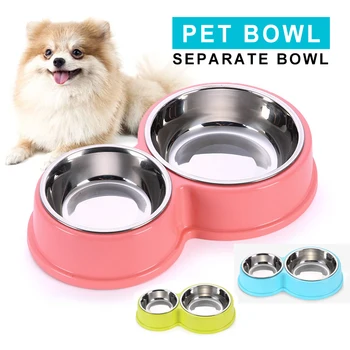 Circular Double Dog Bowl Safety Healthy Plastic Stainless Steel Combo Pet Food Water Feeder Separate Cats Water Feeder Tableware 
Circular Double Dog Bowl Safety Healthy Plastic Stainless Steel Combo Pet Food Water Feeder Separate Cats Water Feeder Tableware