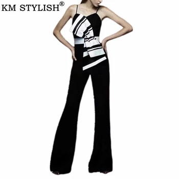 Jumpsuits For Women Summer Clothings V-neck Spaghetti Strap Flare High Street Black Fashion Bowknot Striped High Waist Jumpsuit
Jumpsuits For Women Summer Clothings V-neck Spaghetti Strap Flare High Street Black Fashion Bowknot Striped High Waist Jumpsuit