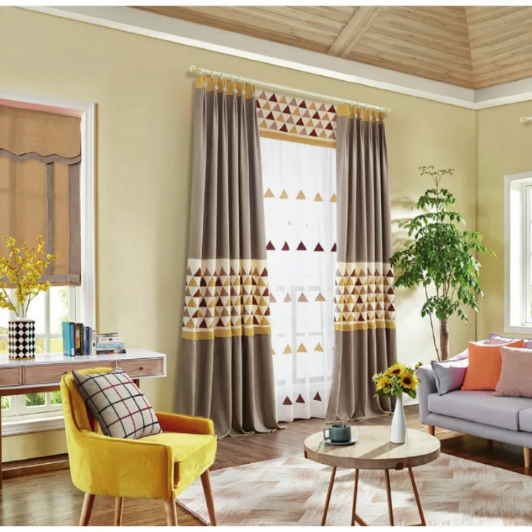 Northern European-Style Geometry Embroidery Simple Shading Curtains for Living Dining Room Bedroom.
Northern European-Style Geometry Embroidery Simple Shading Curtains for Living Dining Room Bedroom.