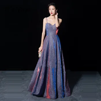 Skyyue A-Line Evening Gown Square Collar Sleeveless Glitter Evening Dress 2020 Spaghetti Strap Backless Floor Length Dress K327 
Skyyue A-Line Evening Gown Square Collar Sleeveless Glitter Evening Dress 2020 Spaghetti Strap Backless Floor Length Dress K327