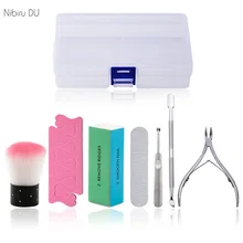 Nail Art exfoliant outils coffret lime à ongles cuticule pince outil dissolvant doigt séparateurs brosse tondeuse tondeuse manucure Kits(China)