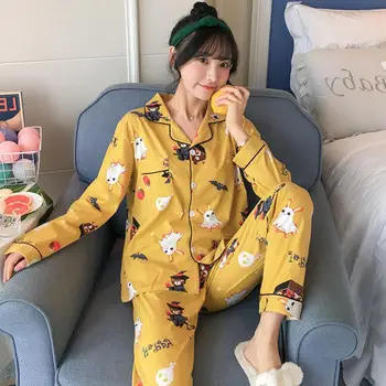 Women Autumn V-neck Long-sleeved Shirt + Trousers Casual Pajamas Home Service Two-piece Outfit
Women Autumn V-neck Long-sleeved Shirt + Trousers Casual Pajamas Home Service Two-piece Outfit