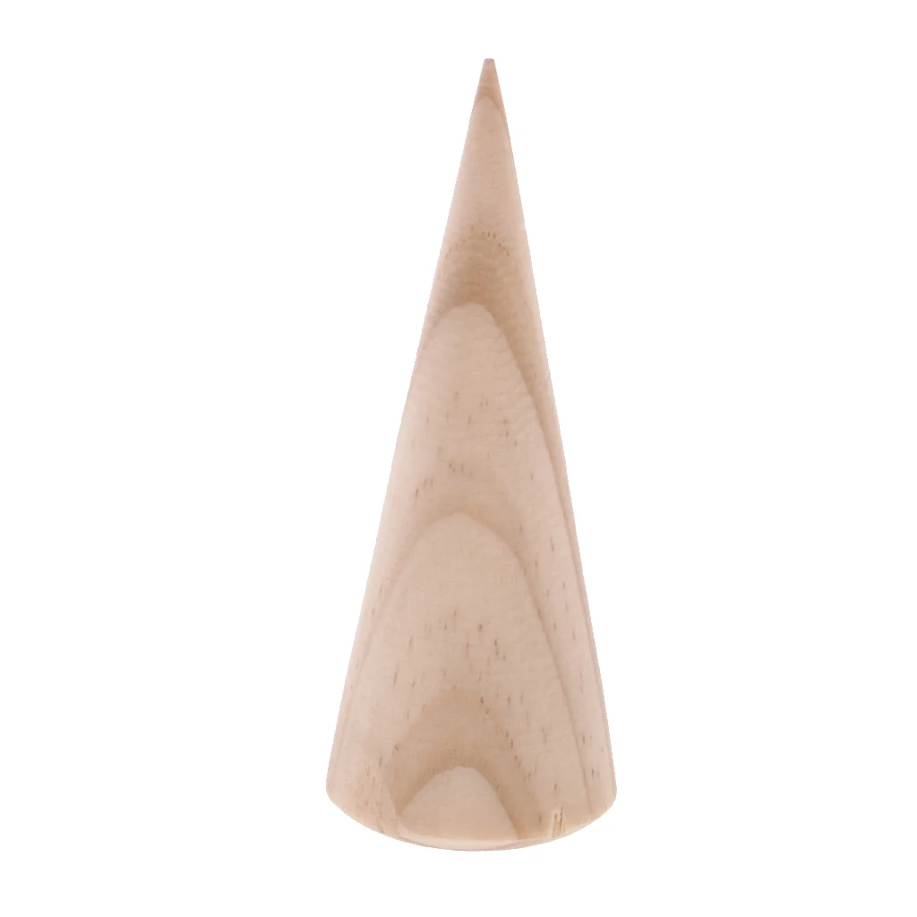 5 Pieces 8cm Unfinished Wooden Ring Display Stand Cone Shape Display DIY Crafts 5 Pieces 8cm Unfinished Wooden Ring Display Stand Cone Shape Display DIY Crafts