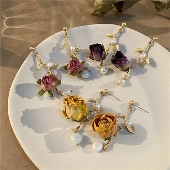 Shiny Side New Accessories Irregular Real Flower Dangle Earrings for Women Vintage Pearl Gift Plant Drop Earrings 
Shiny Side New Accessories Irregular Real Flower Dangle Earrings for Women Vintage Pearl Gift Plant Drop Earrings