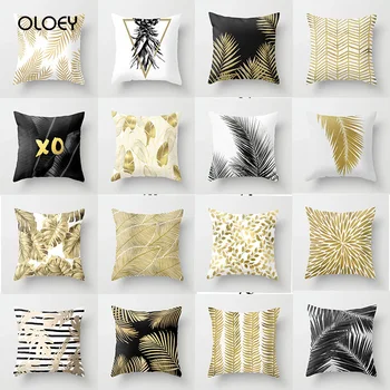 45*45cm Square Decorative Throw Pillow Case Nordic Style Gold Leaf Printed Polyester Pillowcase Home Hotel Back Decoration ... 
45*45cm Square Decorative Throw Pillow Case Nordic Style Gold Leaf Printed Polyester Pillowcase Home Hotel Back Decoration ...