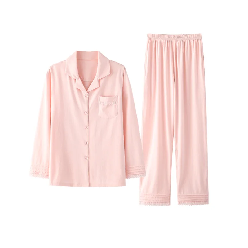 Spring and Autumn Thin Long-Sleeved Pajamas Women Modal Cotton Home Suit Women'sfashion Style Large Size Pajamas with Pants 
Spring and Autumn Thin Long-Sleeved Pajamas Women Modal Cotton Home Suit Women'sfashion Style Large Size Pajamas with Pants