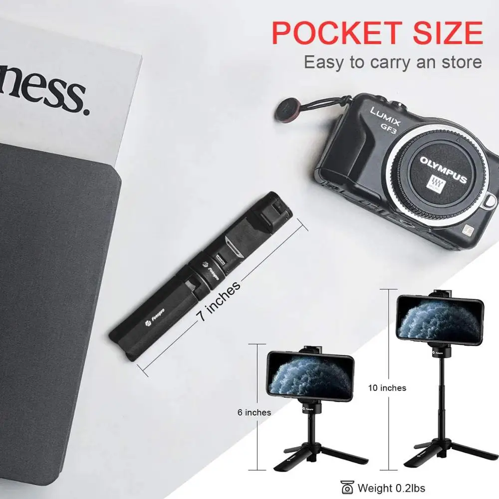 Fotopro Tripod for GoPro Travel Tripod for Smartphone Vlog Video, Tripod For Phone Desktop with 360 Rotation Work at Home
Fotopro Tripod for GoPro Travel Tripod for Smartphone Vlog Video, Tripod For Phone Desktop with 360 Rotation Work at Home
