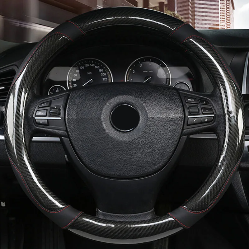 38CM Steering Wheel Cover Carbon Fiber Stitching Non-slip Universal Comfortable Stylish Parts New Accessory Tool
38CM Steering Wheel Cover Carbon Fiber Stitching Non-slip Universal Comfortable Stylish Parts New Accessory Tool