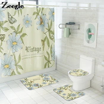 European Style Bath Mat and Toilet Carpet Rug Flannel Absorbent Bathroom Carpet 4-piece Set with Waterproof Shower Curtain Set
European Style Bath Mat and Toilet Carpet Rug Flannel Absorbent Bathroom Carpet 4-piece Set with Waterproof Shower Curtain Set