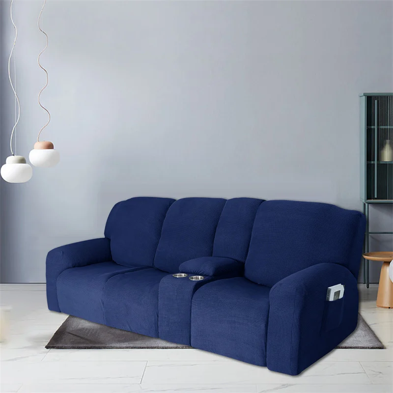 Housse extensible pour fauteuil inclinable 3 places, avec porte-gobelet, en polaire, pour salon Housse extensible pour fauteuil inclinable 3 places, avec porte-gobelet, en polaire, pour salon