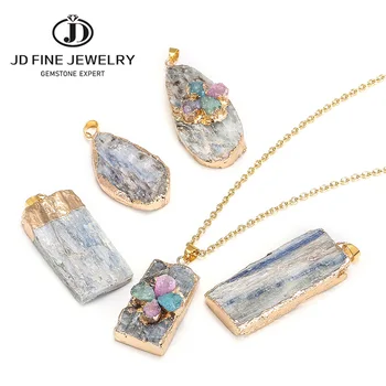 JD 1PCS Natural Blue Kyanite Gem stone Crystal Point Silver Gold Pendant Connector Beads Diy Jewelry Design Wholesale 
JD 1PCS Natural Blue Kyanite Gem stone Crystal Point Silver Gold Pendant Connector Beads Diy Jewelry Design Wholesale