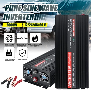 2600W LCD Display Pure Sine Wave Inverter 12/24/48/60V TO 220V Hpusehold Car USB High Power Inverter W/ 6 Protections Converte
2600W LCD Display Pure Sine Wave Inverter 12/24/48/60V TO 220V Hpusehold Car USB High Power Inverter W/ 6 Protections Converte