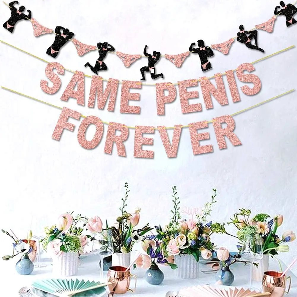 

Bachelorette Party Same Penis Forever Banner Rose Gold Hen Party decoration Hen Night Bridal Shower Decor