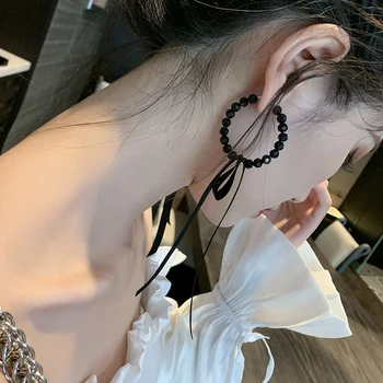 DI-195 Korea New Design Fashion Jewelry Exaggerated Black Crystal Ribbon Bow Feminine Long Earrings
DI-195 Korea New Design Fashion Jewelry Exaggerated Black Crystal Ribbon Bow Feminine Long Earrings
