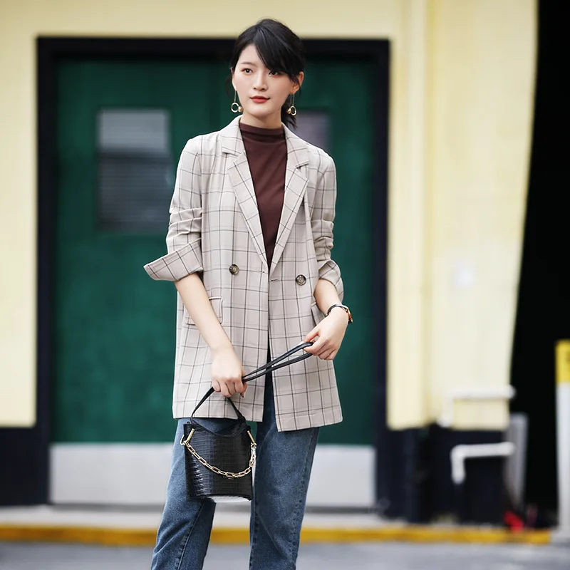 Plaid Suit Jacket Women's Retro Long Sleeve British-Style Fashion Loose Versatile Mid-length Graceful Female Suit
Plaid Suit Jacket Women's Retro Long Sleeve British-Style Fashion Loose Versatile Mid-length Graceful Female Suit