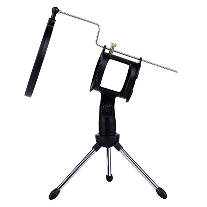 Portable Desktop Microphone Tripod Stand with Shock Mount Anti-Vibration Mic Holder with Round Mask Shield
Portable Desktop Microphone Tripod Stand with Shock Mount Anti-Vibration Mic Holder with Round Mask Shield