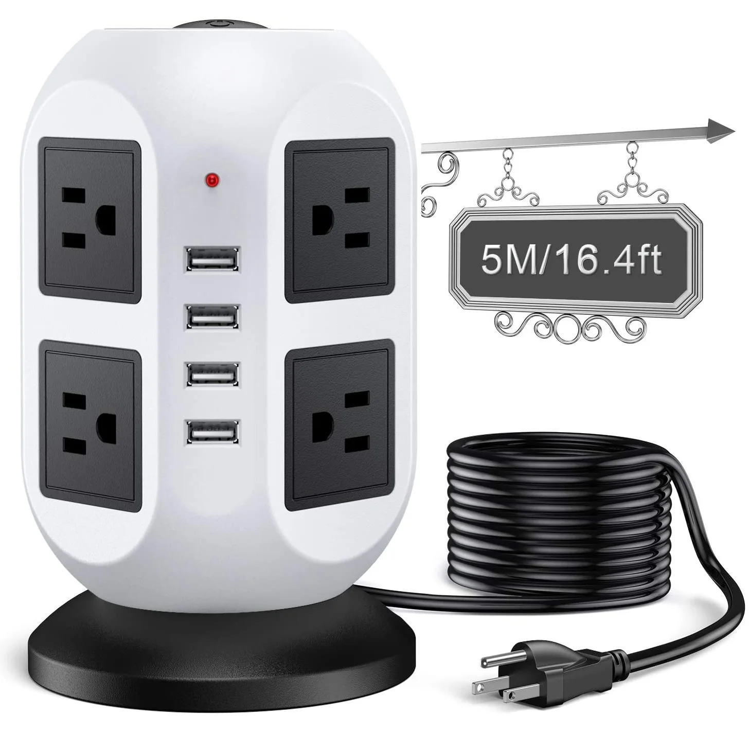 Power Strip Tower Surge Protector 5M/16.4FT Surge Protector Power Strip 8 Outlets 4 USB Ports Overload Short Circuit Protection
Power Strip Tower Surge Protector 5M/16.4FT Surge Protector Power Strip 8 Outlets 4 USB Ports Overload Short Circuit Protection