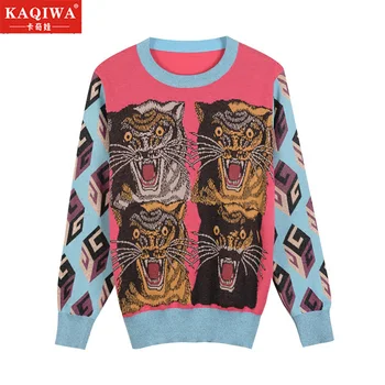 Autumn and winter women's leopard head knitted pullover women's thin round neck gold thread long sleeve slim sweater
Autumn and winter women's leopard head knitted pullover women's thin round neck gold thread long sleeve slim sweater