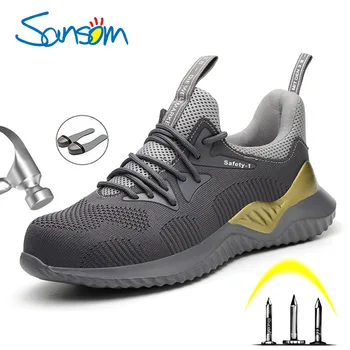 SANSOM Safety Work Shoes Boots For Men Steel Toe Cap Boots Anti-Smashing Protective Construction Safety Work Sneakers 
SANSOM Safety Work Shoes Boots For Men Steel Toe Cap Boots Anti-Smashing Protective Construction Safety Work Sneakers