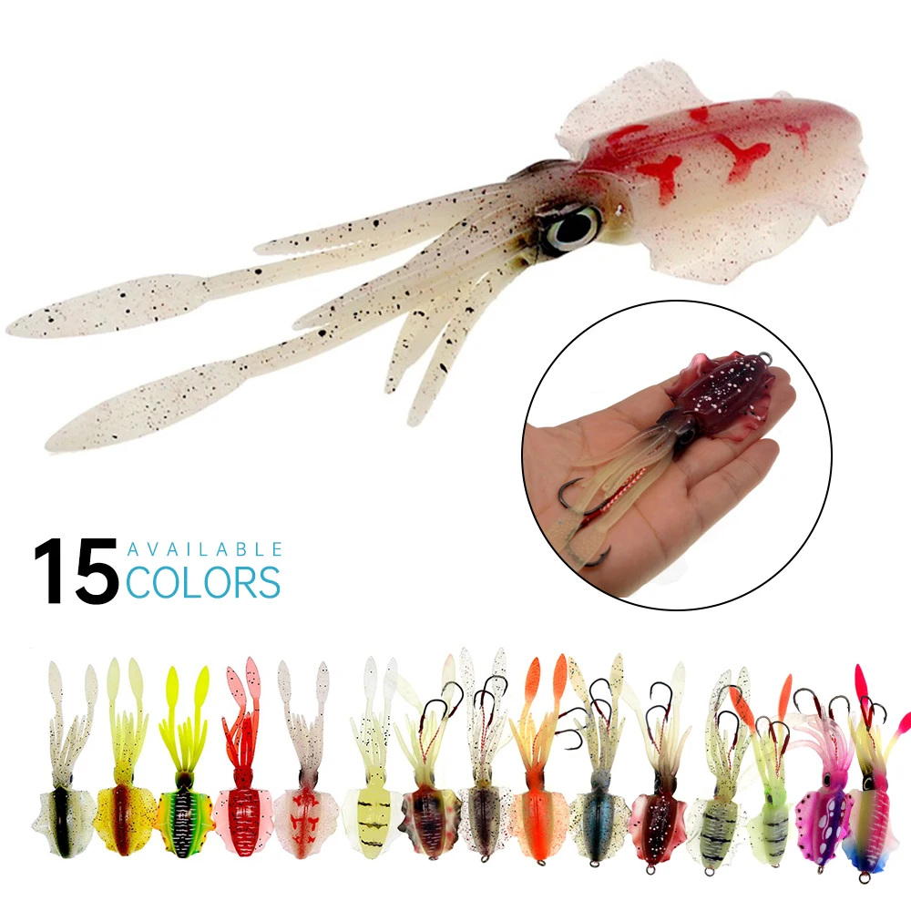 15 см/60 г УФ светящаяся Мягкая приманка для рыбалки Осьминог Calamar Pesca Mar морская