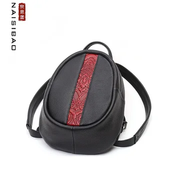 

NAISIBAO 2020 New Women Genuine Leather bag real cowhide Embossed bag luxury handbags women bags designer famous brand women bag