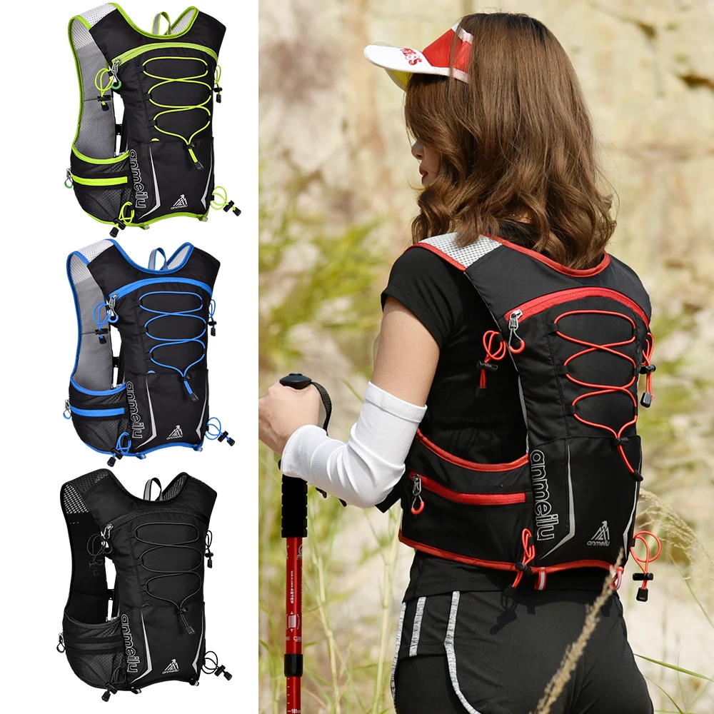 

5L Multi Pocket Outdoor Reflective Running Vest Backpack Insulted Hydration Vest Pack Bag Marathon Jogging Cycling Backpack