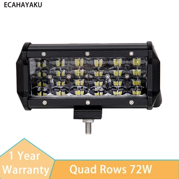 

ECAHAYAKU Quad Rows 7" 72W 7200LM LED Work Light 12V 24V Waterproof Bar for offroad ATV SUV Truck 4x4 4WD Boat Fog Driving Light