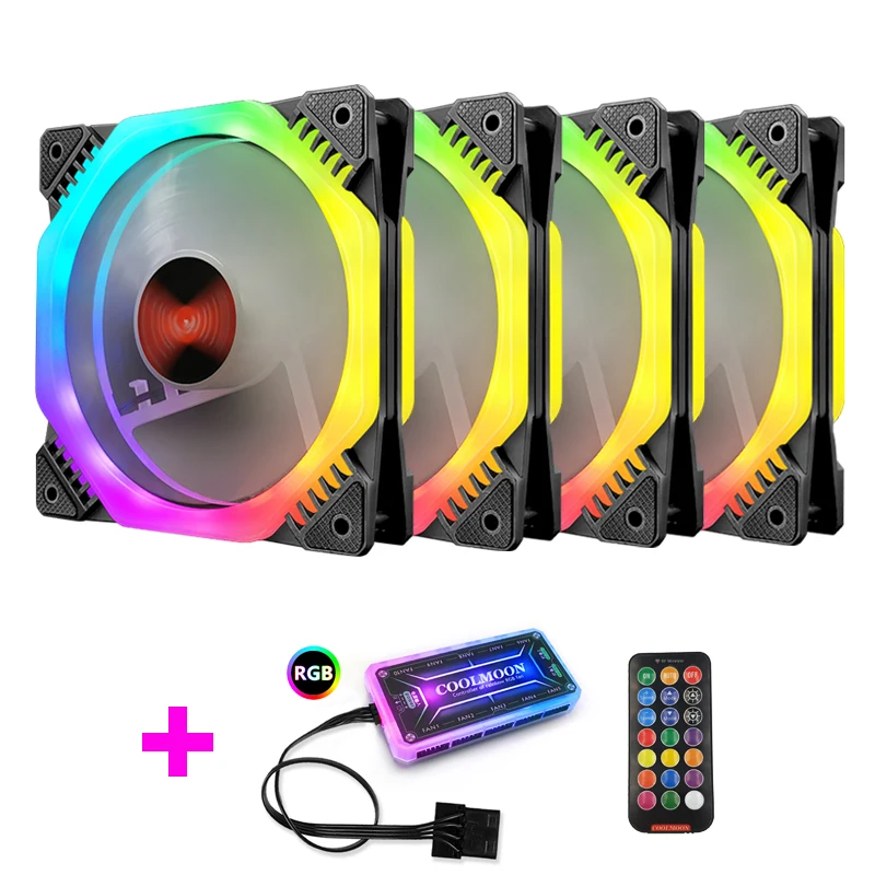 COOLMOON Pc Case Fan Adjust RGB Cooling Fan 120mm Quiet IR Remote Computer Cooler Cooling RGB Case Fan CPU Ventilador PC 12V
COOLMOON Pc Case Fan Adjust RGB Cooling Fan 120mm Quiet IR Remote Computer Cooler Cooling RGB Case Fan CPU Ventilador PC 12V