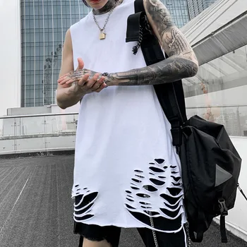 Hole In Hem Cut Rotten Tank Top Men Summer Hiphop Sleeveless Tops Mens Fashion Solid Color Cotton Undershirt 
Hole In Hem Cut Rotten Tank Top Men Summer Hiphop Sleeveless Tops Mens Fashion Solid Color Cotton Undershirt