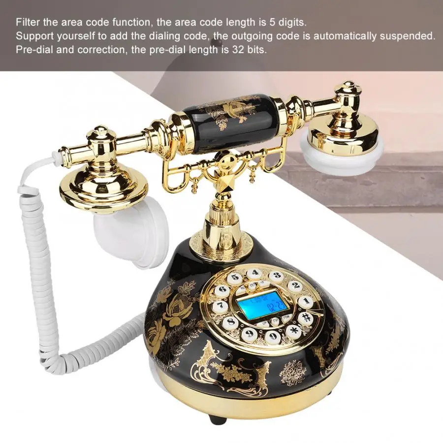 MS-9107 Ceramic Black Gold Flower Pattern Antique Telephone Home Decor Desk Phone Hotel Wired Office Landline Telephone
MS-9107 Ceramic Black Gold Flower Pattern Antique Telephone Home Decor Desk Phone Hotel Wired Office Landline Telephone