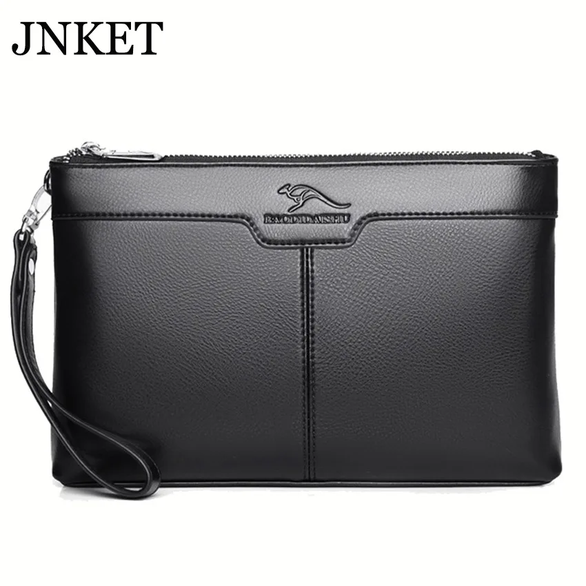 

JNKET New Fashion Men's PU Leather Clutch Handbag Zipper Long Wallet Business Bag Large Capacity Clutch Bag Detachable Wristlet