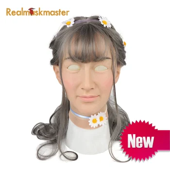 

Roanyer Ria transgender silicone shemale realistic face mask cosplay women crossdresser latex dress for male sexy party supplies