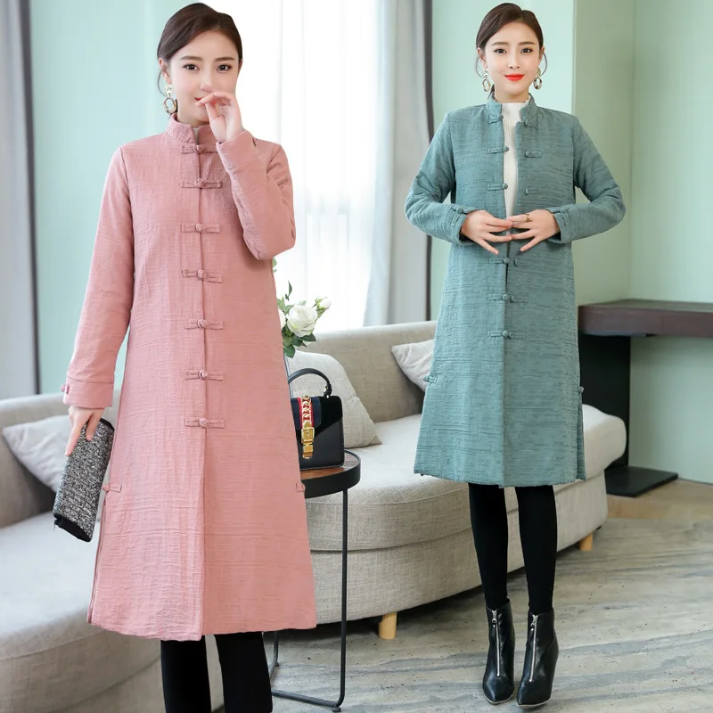 Winter Chinese Costume Chinese Style Women's Ethnic-Style Women Coat Frog Hemp Cotton Coat plus Cotton Long Large Size Cotton-pa
Winter Chinese Costume Chinese Style Women's Ethnic-Style Women Coat Frog Hemp Cotton Coat plus Cotton Long Large Size Cotton-pa