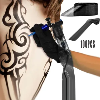

100pc Disposable Tattoo Hook Line Bag Black Translucent Plastic Senior Tattoo Accessory Tattoo Machine Clip Cord Sleeve Bag Cov