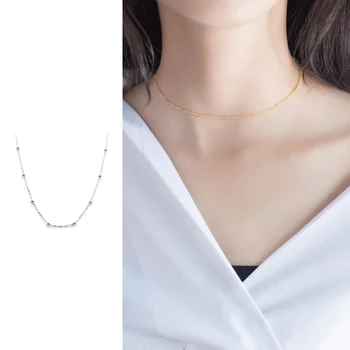 Mocanie Fashion 925 Sterling Silver Minimalist Beautiful 3 Color Light Beads Choker Necklace for Women Link Chain Fine Jewelry 
Mocanie Fashion 925 Sterling Silver Minimalist Beautiful 3 Color Light Beads Choker Necklace for Women Link Chain Fine Jewelry