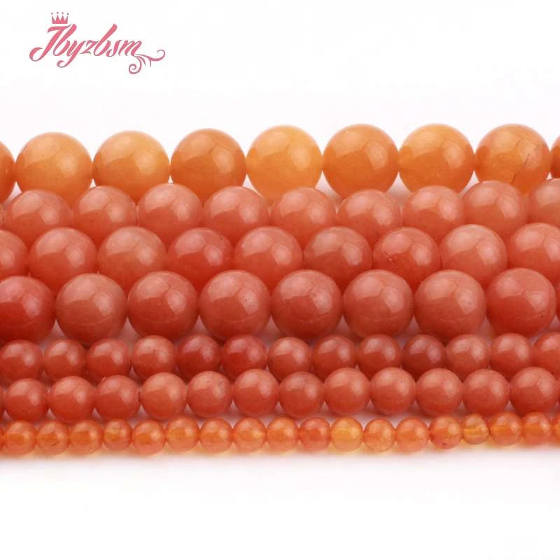 

6/8/10/12mm Round Red Aventurine Jades Beads Smooth Loose Stone Beads For DIY Necklace Bracelets Earring Jewelry Making Str 15"