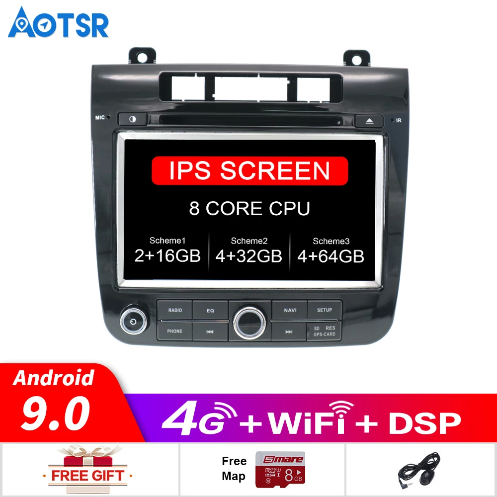 Автомобильный радиоприемник 2 Din 8 ядер Android 9 0 4 + 64 ГБ gps навигация для Volkswagen VW TOUAREG