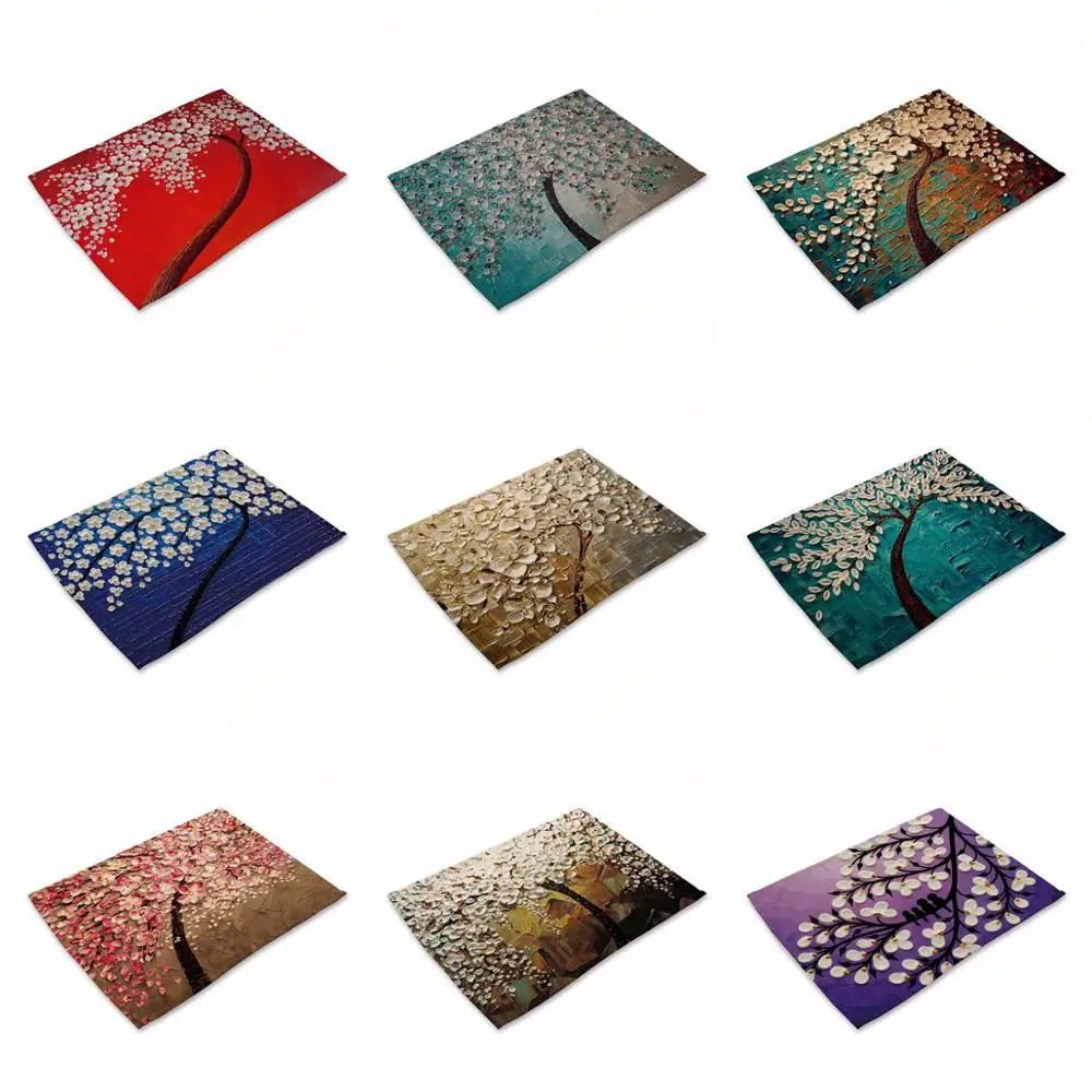 Three-dimensional Oil Painting Flowers and Trees Kitchen Placemat Coaster Dining Table Mats Cotton Linen Bowl Cup Mat Home Decor
Three-dimensional Oil Painting Flowers and Trees Kitchen Placemat Coaster Dining Table Mats Cotton Linen Bowl Cup Mat Home Decor