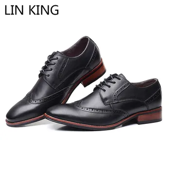 LIN KING New Brand Design Men Business Dress Shoes Classic Lace Up Formal Shoes Casual Oxfords Big Size Brogue Shoes For Party 
LIN KING New Brand Design Men Business Dress Shoes Classic Lace Up Formal Shoes Casual Oxfords Big Size Brogue Shoes For Party
