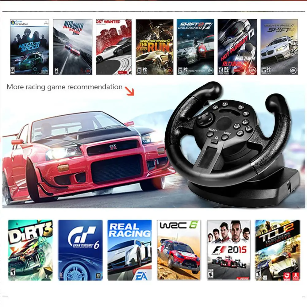 2020 Newest Game Racing Steering Wheel Compatible With for PS3/PC (D-INPUT/X-INPUT) Simulated Driving Controller Vibration
2020 Newest Game Racing Steering Wheel Compatible With for PS3/PC (D-INPUT/X-INPUT) Simulated Driving Controller Vibration