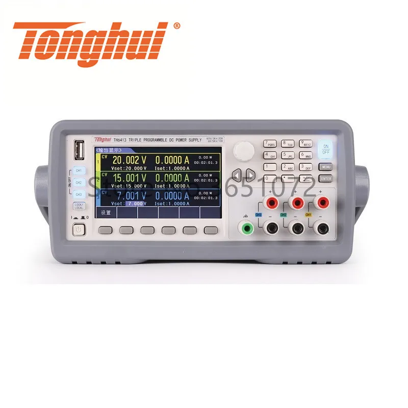 TH6413 Power Source Programmable DC Power Supply with 3 Channels, 0-60V/3A/180W*2, 0-6V/5A/30W*1
TH6413 Power Source Programmable DC Power Supply with 3 Channels, 0-60V/3A/180W*2, 0-6V/5A/30W*1
