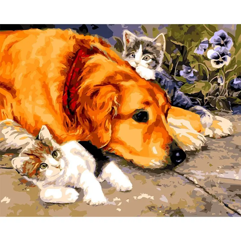 GATYZTORY Frame Cat and dog DIY Painting By Numbers Animal HandPainted Oil Painting Drawing On Canvas Home Decoration
GATYZTORY Frame Cat and dog DIY Painting By Numbers Animal HandPainted Oil Painting Drawing On Canvas Home Decoration