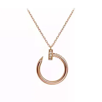 

Hot selling fashion couples nail crystal necklace with curved rose gold web celebrity necklace with clavicle chain for women