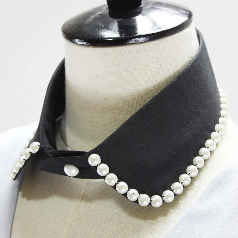 School Wind Pearl Band Velvet Dickie Small Circle Lining Fake Collar Detachable New Free Shipping Necklace Shirt Women |