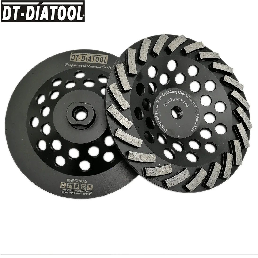 DT-DIATOOL 2pcs Dia180mm/7inch M14 Connection Segmented Diamond Turbo Row Cup Grinding Wheel For Concrete Granite Marbel Stone
DT-DIATOOL 2pcs Dia180mm/7inch M14 Connection Segmented Diamond Turbo Row Cup Grinding Wheel For Concrete Granite Marbel Stone