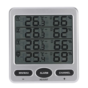 Multi-Function Lcd Wireless 8-Channel Indoor/Outdoor Temperature and Humidity Meter with Four Remote Sensor Alarm Function Digit
Multi-Function Lcd Wireless 8-Channel Indoor/Outdoor Temperature and Humidity Meter with Four Remote Sensor Alarm Function Digit