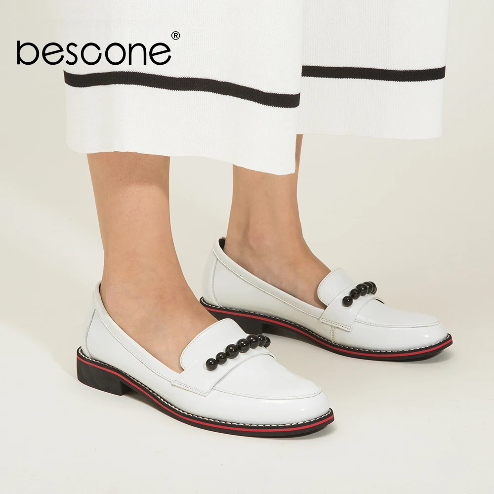 Bescone Hot Sale Fashion Spring Autumn Flat Woman Black Genuine Leather Round Toe Flat String Bead Design Shoes BC353
Bescone Hot Sale Fashion Spring Autumn Flat Woman Black Genuine Leather Round Toe Flat String Bead Design Shoes BC353