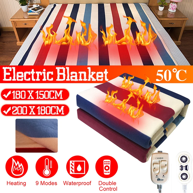180x150cm/200x180cm Double Control Electric Blanket Heater Double Body Warmer Heated Blanket Thermostat Electric Heating Blanket
180x150cm/200x180cm Double Control Electric Blanket Heater Double Body Warmer Heated Blanket Thermostat Electric Heating Blanket