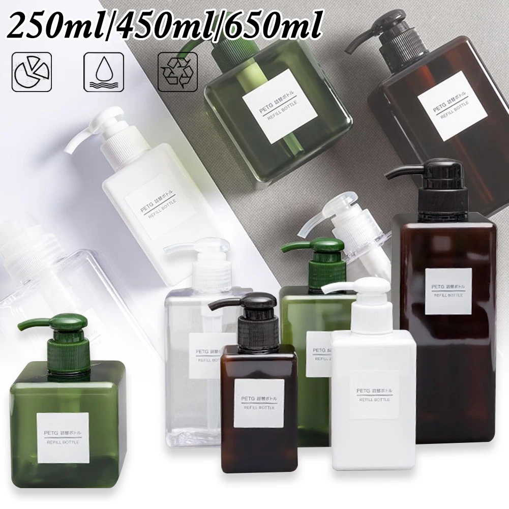Empty Plastic Pump Bottles Dispenser 250ml/450ml/650ml Refillable Liquid Lotion Shampoo Bottles with Pumping Head Transparent
Empty Plastic Pump Bottles Dispenser 250ml/450ml/650ml Refillable Liquid Lotion Shampoo Bottles with Pumping Head Transparent