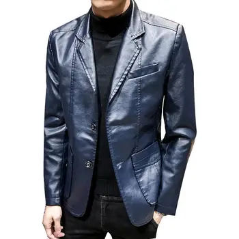 Autumn Winter Men Solid Color Faux Leather Suit Jacket Long Sleeve Lapel Blazer
Autumn Winter Men Solid Color Faux Leather Suit Jacket Long Sleeve Lapel Blazer